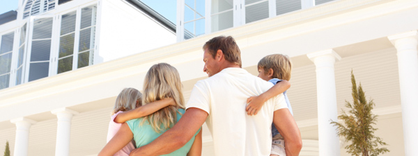 Family looking at their newly renovated houes